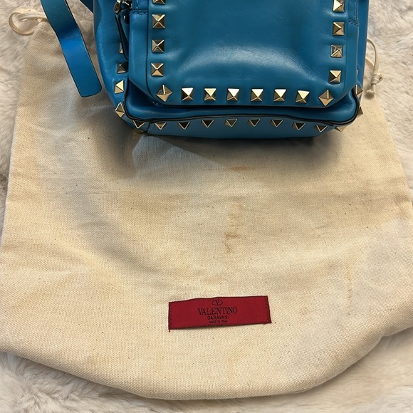 Valentino Garavani Aqua blue leather studded mini backpack - Picture 3 of 17